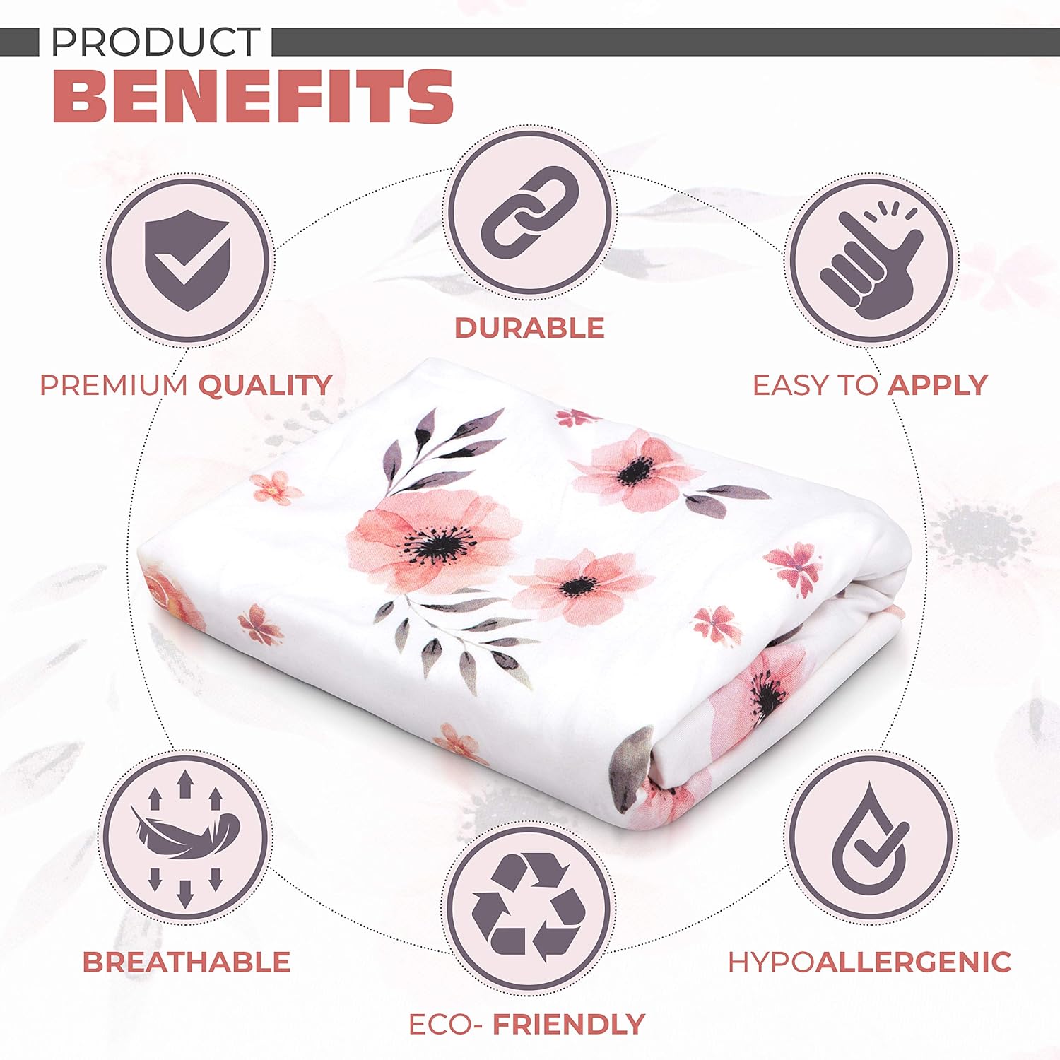 Tyke Bliss Pink Changing Pad Cover for Girls – Stretchy Floral Changing Pad Covers Made with 100% Combed Cotton Jersey Knit, Super Soft, Diaper Changing Pad Cover for Baby Change Table Pads - Image 8